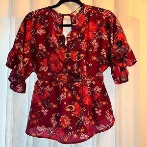 Monteau Floral Peplum Blouse